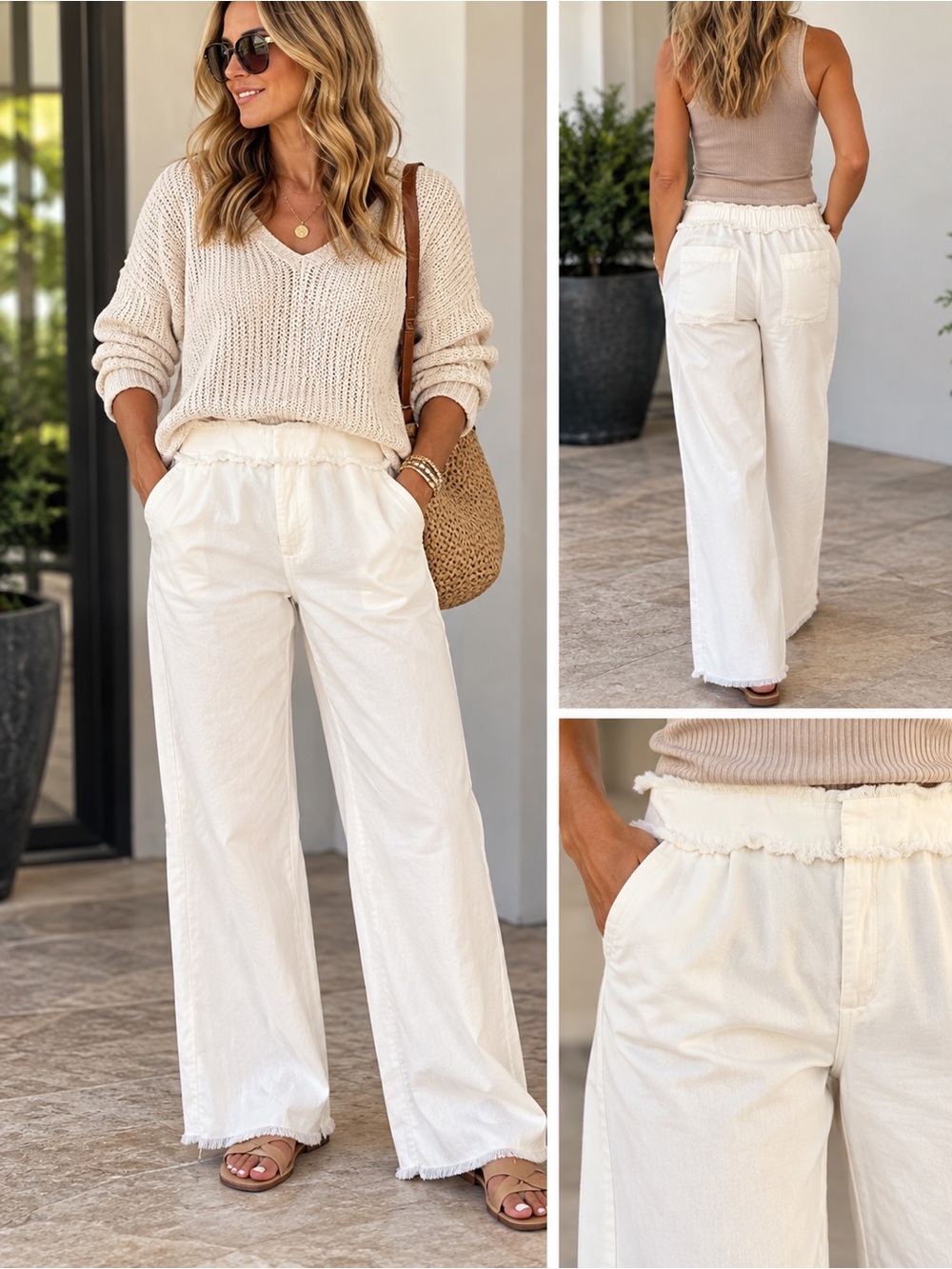 LOFT Linen Blend Wide Leg Pants